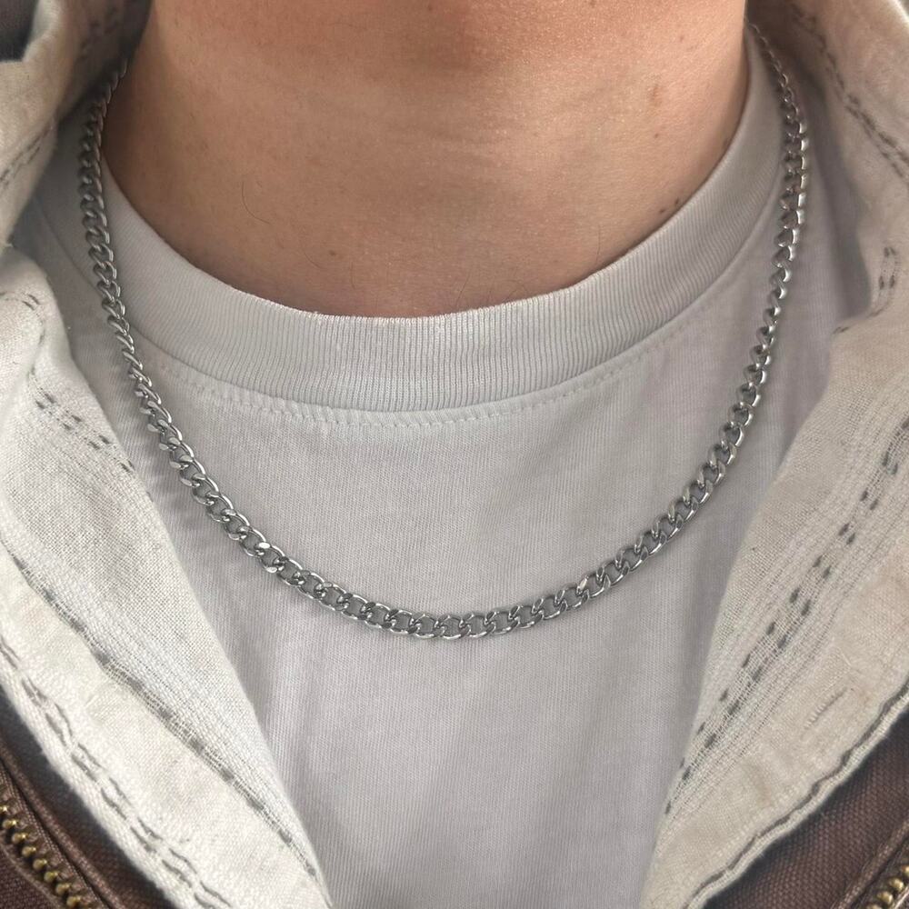 Silver stainless steel chain necklace